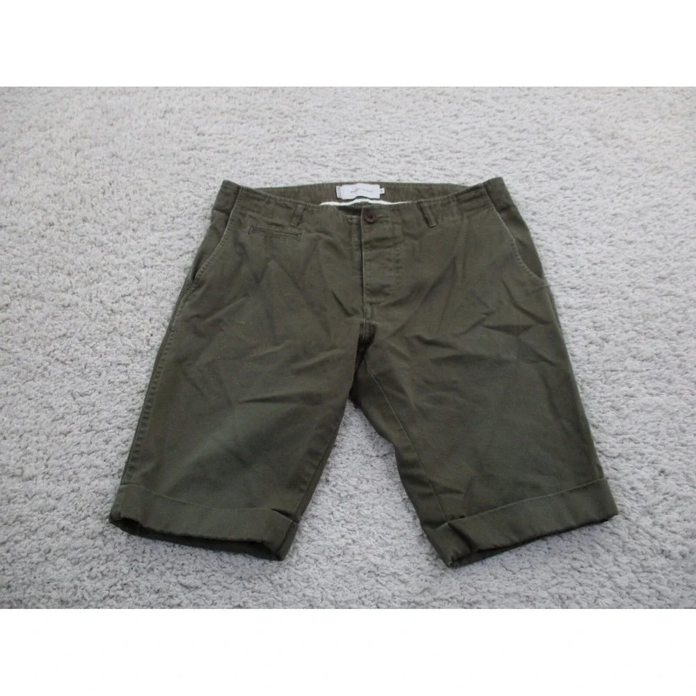 Wings + Horns Shorts Mens 33 Green Brown Chino Preppy Button Fly Canada A2